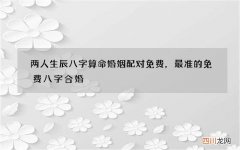 两人生辰八字算命婚姻配对免费，最准的免费八字合婚