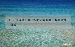 「干货分享」客户匹配功能的客户数据文件格式