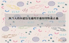双飞人药水能治牙痛吗 牙痛如何快速止痛