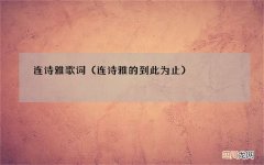 连诗雅的到此为止 连诗雅歌词