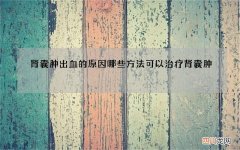 肾囊肿出血的原因 哪些方法可以治疗肾囊肿