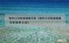 海外行动电视剧演员表简单介绍 海外行动电视剧演员表