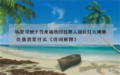 诗词解释 纵里寻她千百度蓦然回首那人却在灯火阑珊处意思是什么