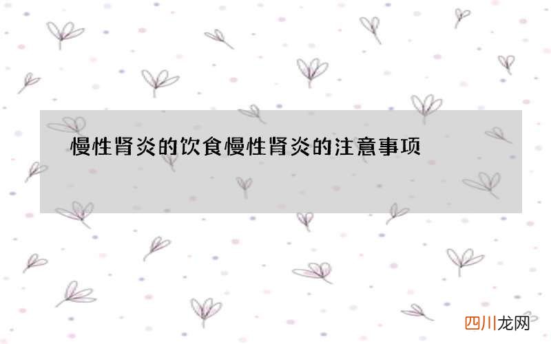 慢性肾炎的饮食 慢性肾炎的注意事项