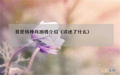 讲述了什么 我是特种兵剧情介绍