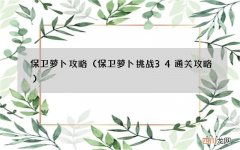 保卫萝卜挑战34通关攻略 保卫萝卜攻略
