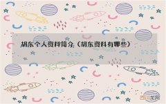 胡东资料有哪些 胡东个人资料简介