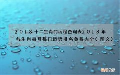 图文 2018十二生肖的运程查询表 2018年各生肖每月每日运势排名免费大全