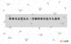 降维攻击是怎么一回事 降维攻击什么意思