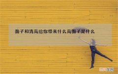 面子和清高给你带来什么 高面子是什么