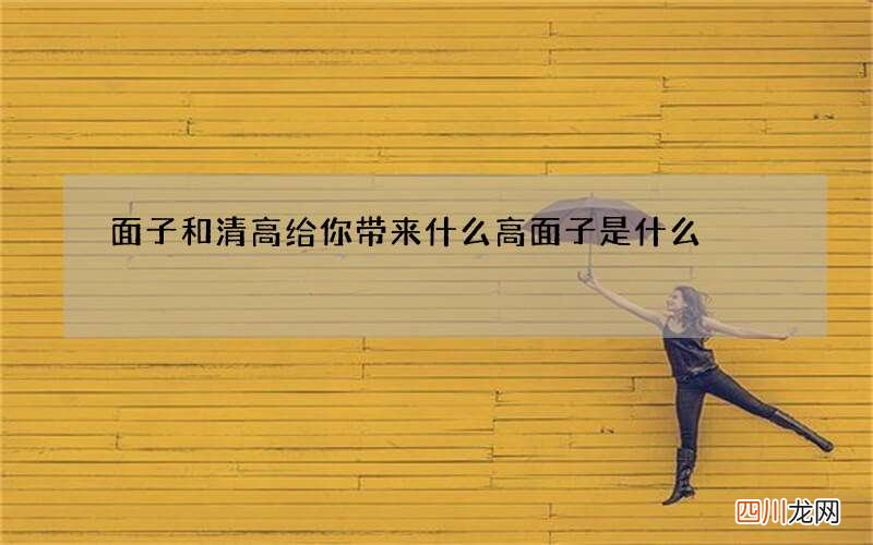 面子和清高给你带来什么 高面子是什么
