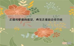 正缘和孽缘的感觉，遇见正缘前会经历啥