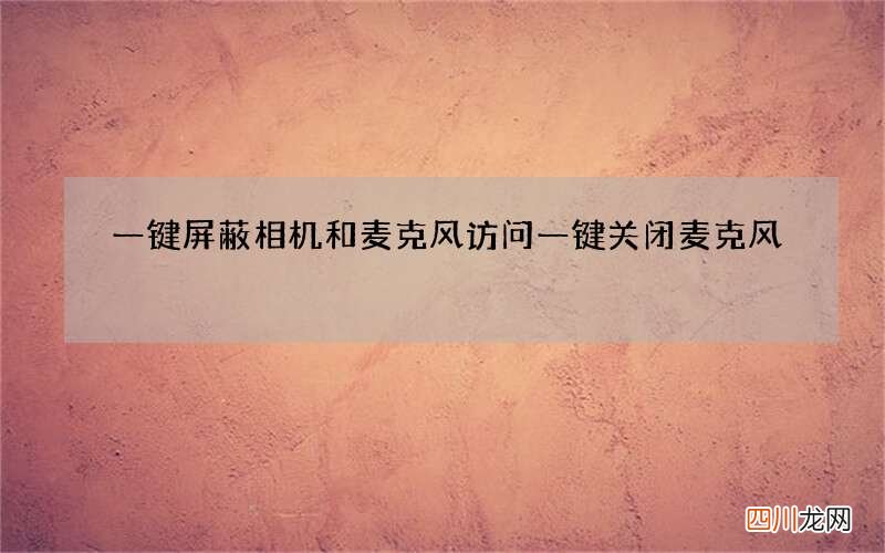 一键屏蔽相机和麦克风访问 一键关闭麦克风