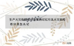 生产火灾危险性分类我的记忆方法 火灾危险性分类怎么记