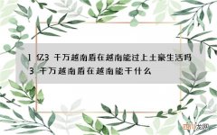 1亿3千万越南盾在越南能过上土豪生活吗 3千万越南盾在越南能干什么