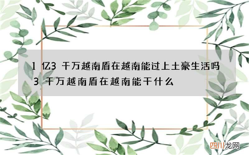 1亿3千万越南盾在越南能过上土豪生活吗 3千万越南盾在越南能干什么