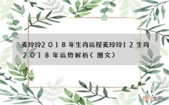 图文 麦玲玲2018年生肖运程 麦玲玲12生肖2018年运势解析
