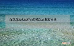 白豆腐怎么储存 白豆腐怎么保存方法