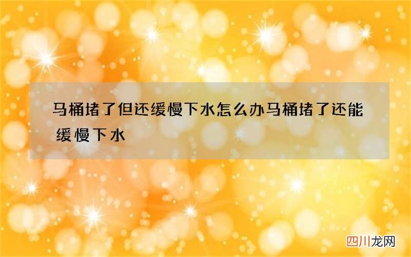 马桶堵了但还缓慢下水怎么办 马桶堵了还能缓慢下水