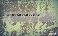 初恋就是白月光 白月光是初恋嘛