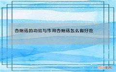 杏鲍菇的功效与作用 杏鲍菇怎么做好吃