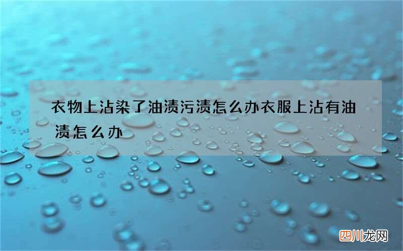 衣物上沾染了油渍污渍怎么办 衣服上沾有油渍怎么办