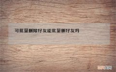 可批量删除好友 能批量删好友吗