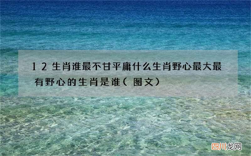 图文 12生肖谁最不甘平庸 什么生肖野心最大最有野心的生肖是谁