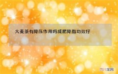 大麦茶有降压作用吗 减肥降脂功效好