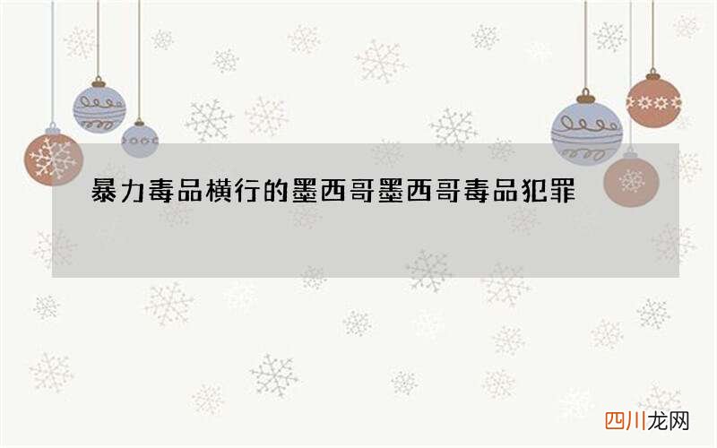 暴力毒品横行的墨西哥 墨西哥毒品犯罪