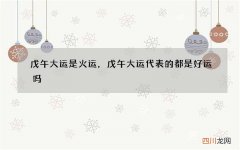 戊午大运是火运，戊午大运代表的都是好运吗