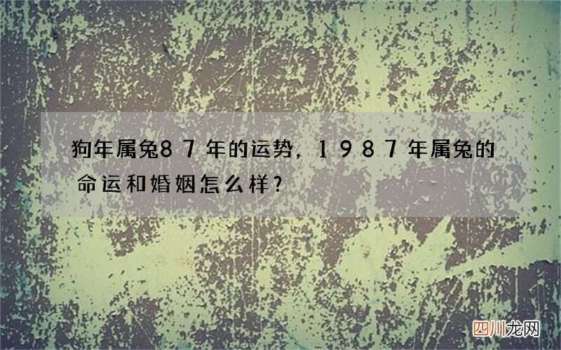 狗年属兔87年的运势，1987年属兔的命运和婚姻怎么样？