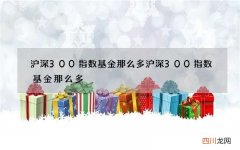 沪深300指数基金那么多 沪深300指数基金那么多?