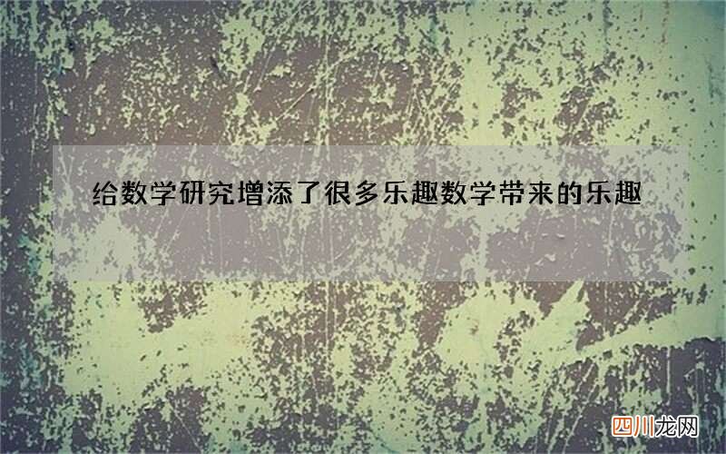 给数学研究增添了很多乐趣 数学带来的乐趣