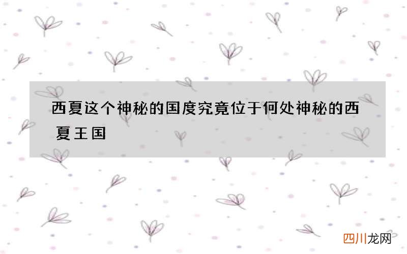 西夏这个神秘的国度究竟位于何处 神秘的西夏王国