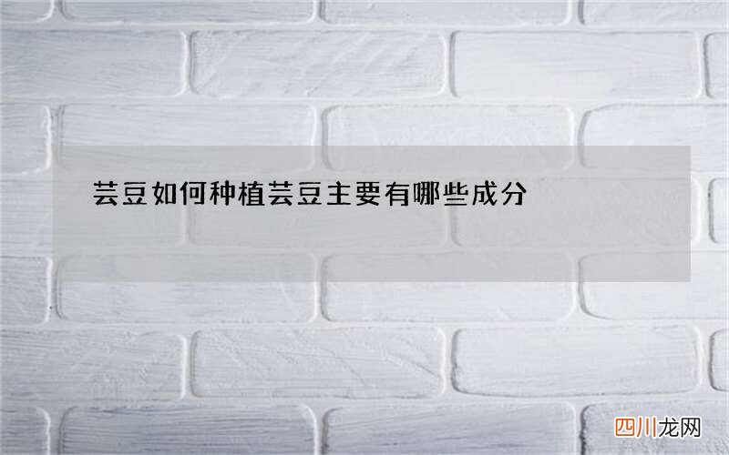 芸豆如何种植芸豆主要有哪些成分
