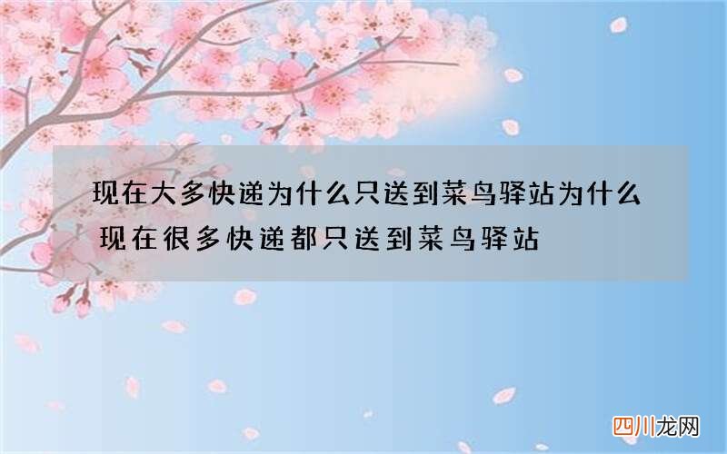 现在大多快递为什么只送到菜鸟驿站 为什么现在很多快递都只送到菜鸟驿站