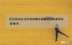 芸豆的功效与作用有哪些 揭秘芸豆的食用注意事项