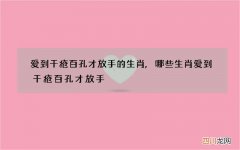 爱到千疮百孔才放手的生肖,哪些生肖爱到千疮百孔才放手