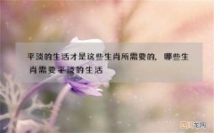 平淡的生活才是这些生肖所需要的,哪些生肖需要平淡的生活
