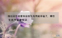 嫁给这些宠妻如命的生肖男就幸福了,哪些生肖男爱妻如命