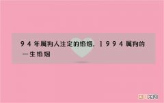 94年属狗人注定的婚姻，1994属狗的一生婚姻