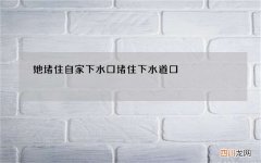 她堵住自家下水口 堵住下水道口