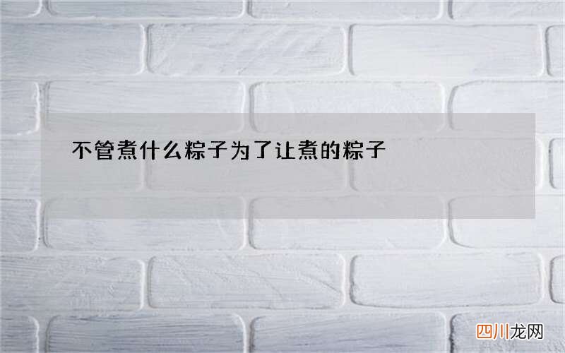 不管煮什么粽子 为了让煮的粽子