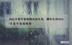 内心丰富不害怕独处的生肖,哪些生肖内心丰富不害怕独处