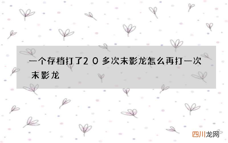 一个存档打了20多次末影龙 怎么再打一次末影龙