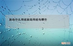 麻有什么用途 麻的用途有哪些
