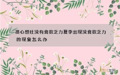 恶心想吐没有食欲乏力 夏季出现没食欲乏力的现象怎么办
