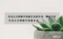 失恋之后很难开始新生活的生肖,哪些生肖失恋之后很难开始新生活