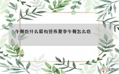 午餐吃什么最有营养 夏季午餐怎么吃